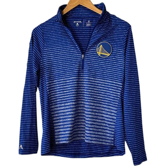 Golden State Warriors Antigua Quarter Zip Half Zip Long Sleeve Jacket Top - M - Picture 1 of 13